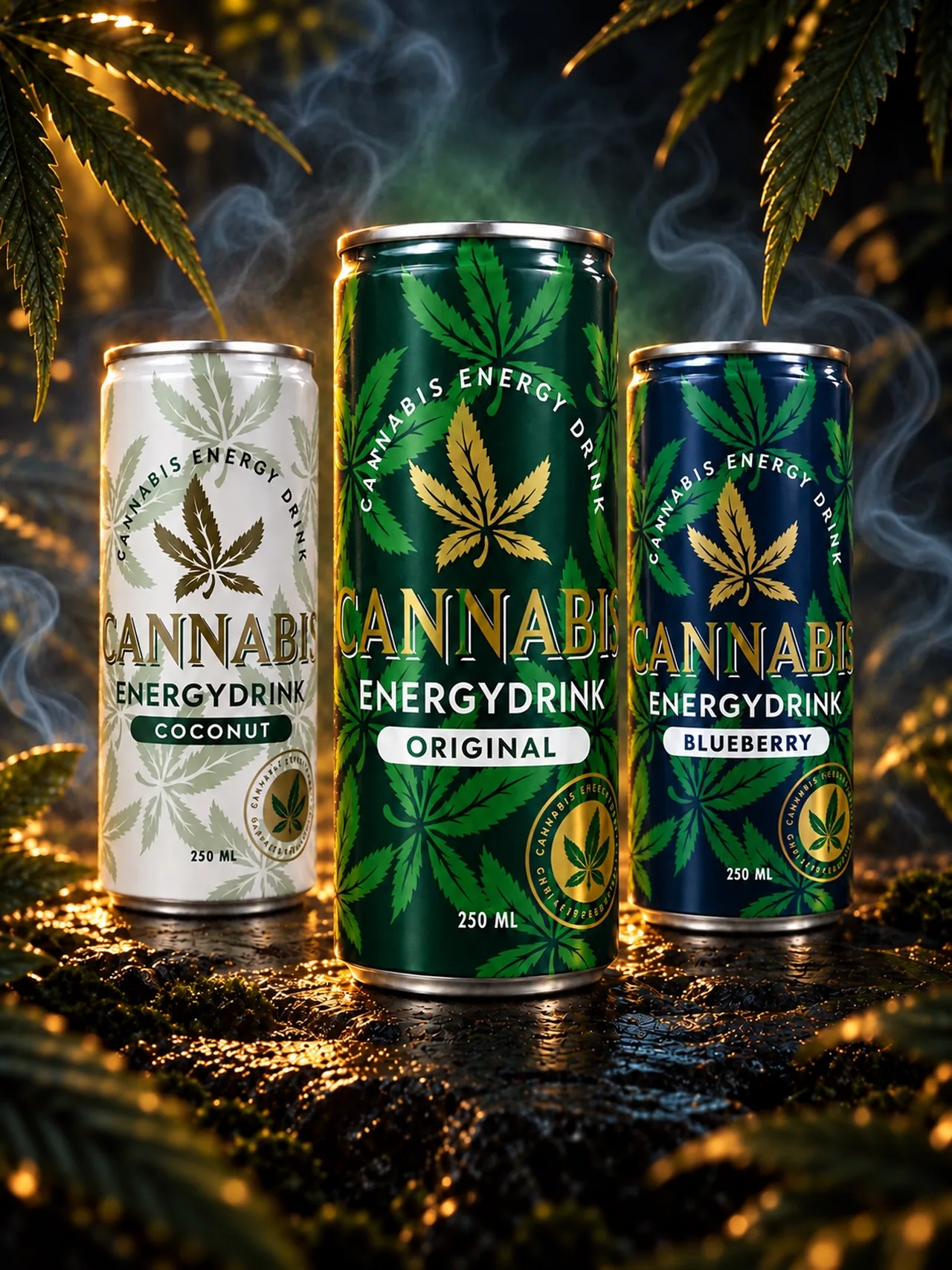 Cannabis Energy Drink Original, Coconut en Blueberry